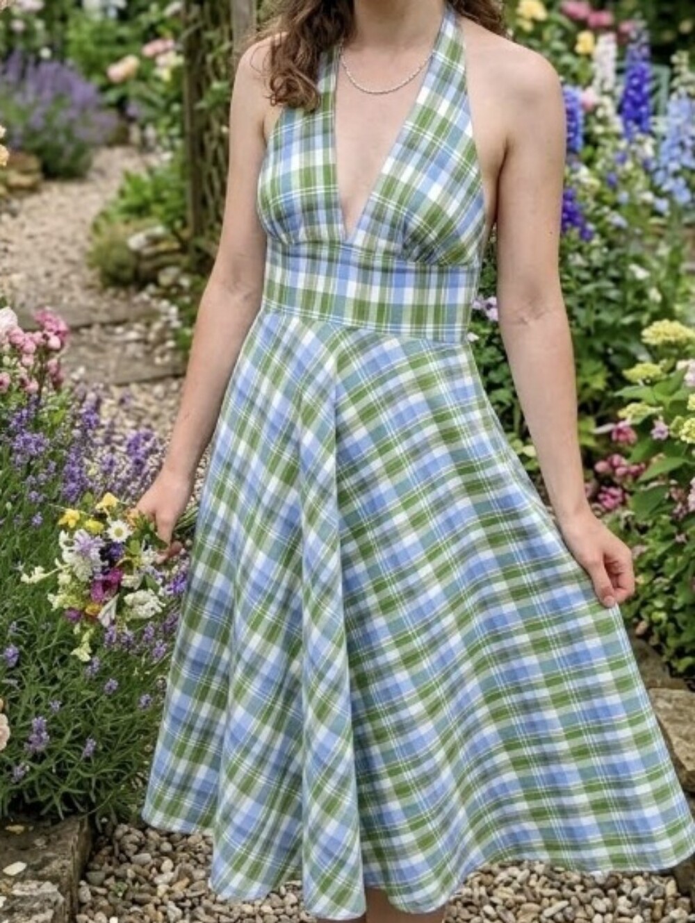Like NEW  J. Crew Plaid Sundress.  Size 0  Backless halter front. Ties at neck.